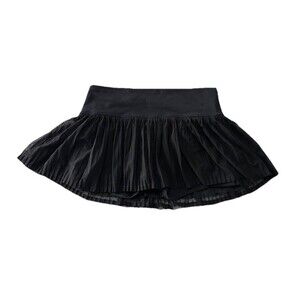 IBKUL Pleated Athletic Skort Size Large Black Tennis Pickleball Golf Zip Pocket
